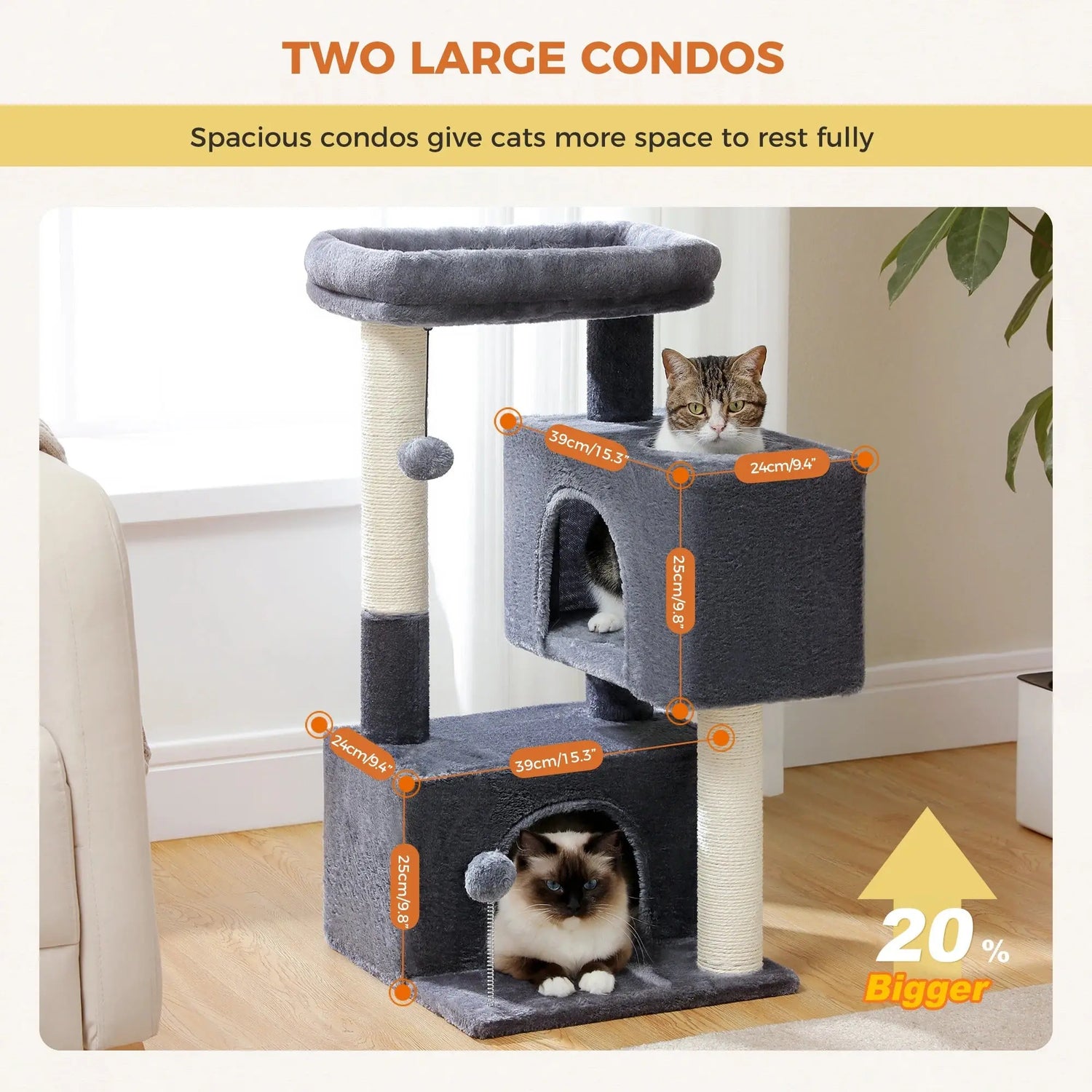 Tower for domestic cats, plush bowl for multi-level cats, scratching posts, perches My Shop