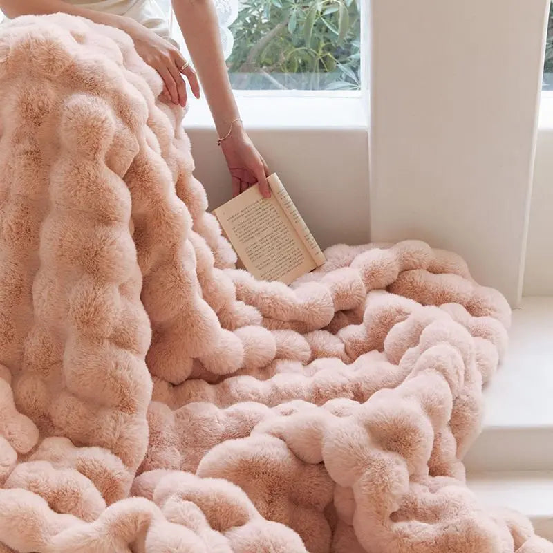 Cozy Blanket Plush Rabbit Blanket Super Soft Blanket Living Room Thickness 540 G/M² Flannel Blanket Sofa Blanket, Warm Blanket Sofa Blanket, Versatile Blanket Blanket For Bed Sofa Bedroom Office, 130 x 160cm Top Store